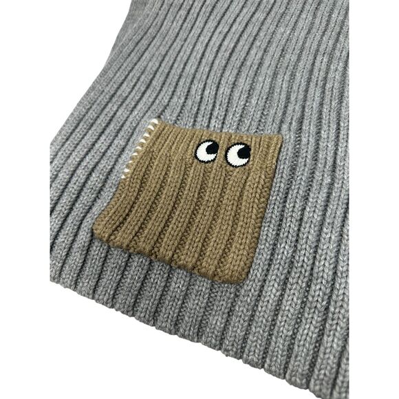 Uniqlo x Anya Hindmarch Light Grey Wool Blend Pocket Scarf 66x10 NWT - Picture 3 of 6